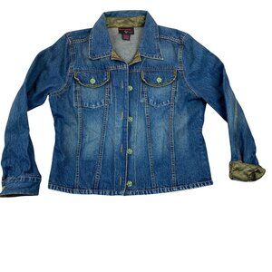 Contemporary By Daniel K Women's Denim Jacket Large Blue Embellished Button Up